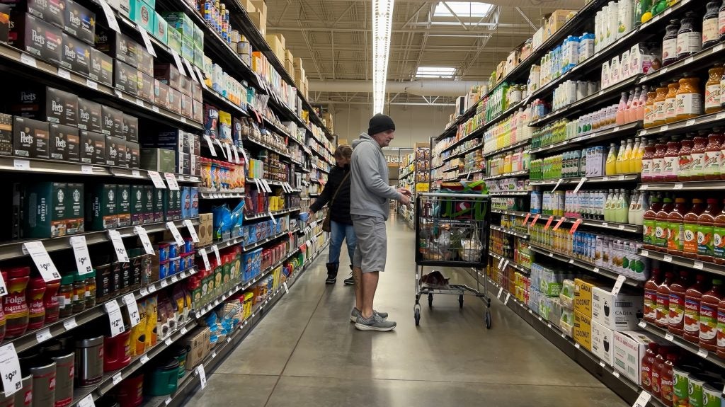 People shopping inside a Town and Country Market, Mill Creek, Washington state, USA, circa March 2023